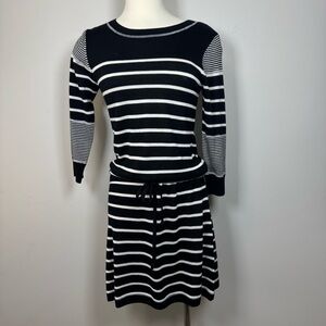 Rachel Zoe Black and White Striped Long Sleeve Dress